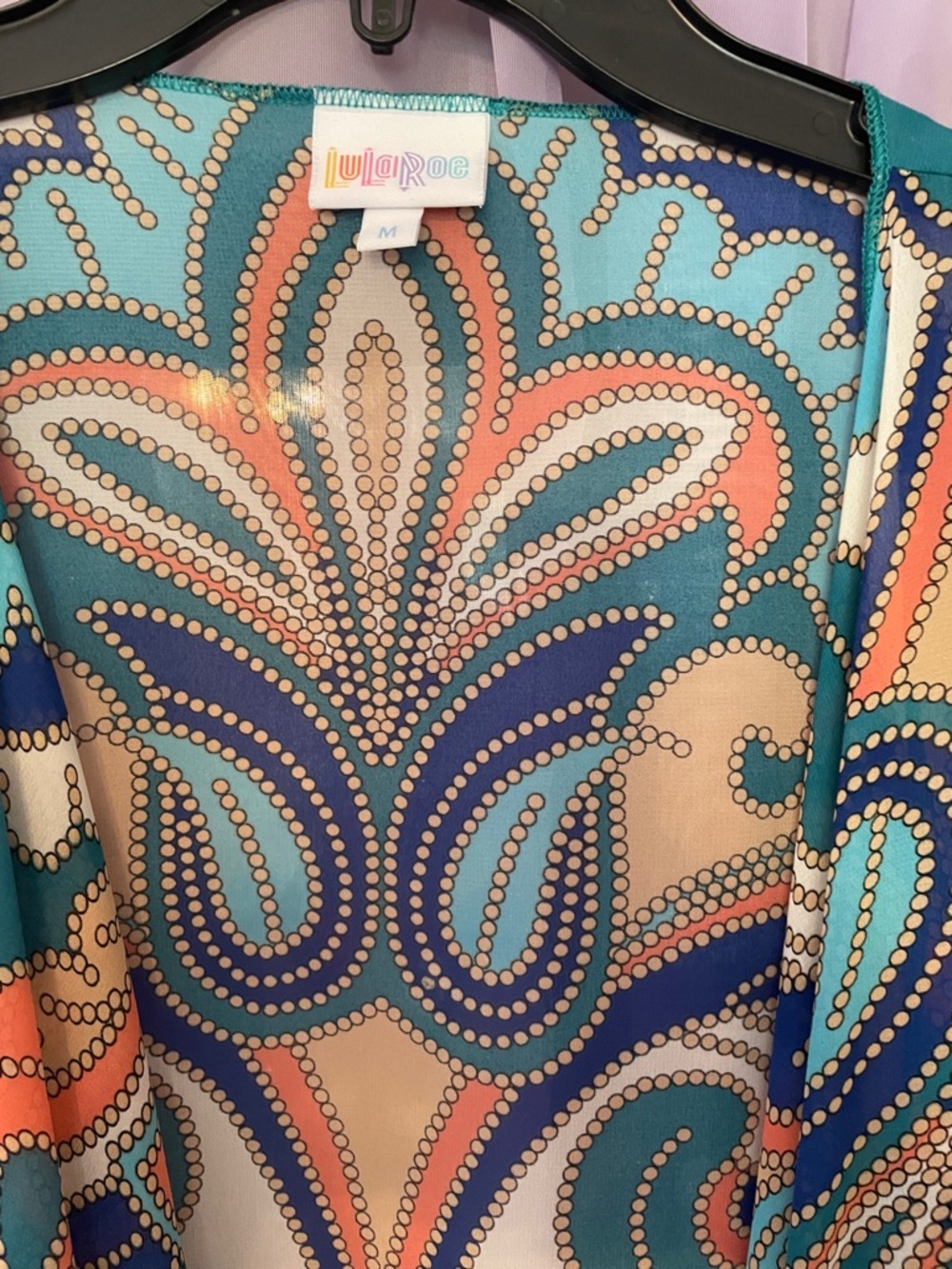 LuLaRoe Teal, Navy & Peach Paisley Print Duster